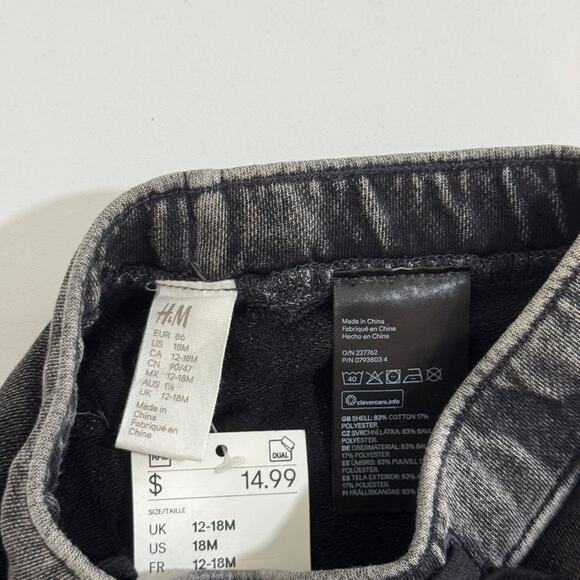 H&M Gray Acid Wash Moto Joggers Biker Pants Size 18 Months (US) New - Picture 3 of 4